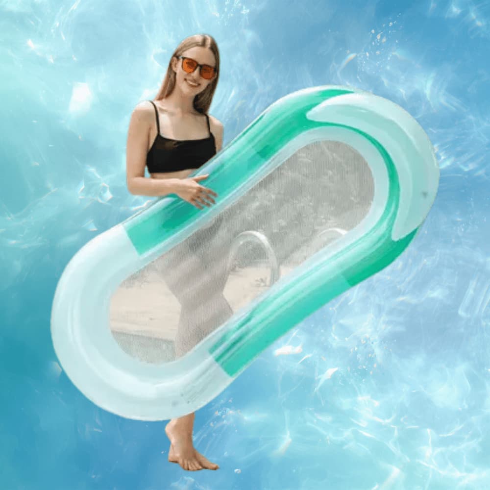 Boia Rede Cama Inflável Colchão de Luxo Flutuante Piscina Agua