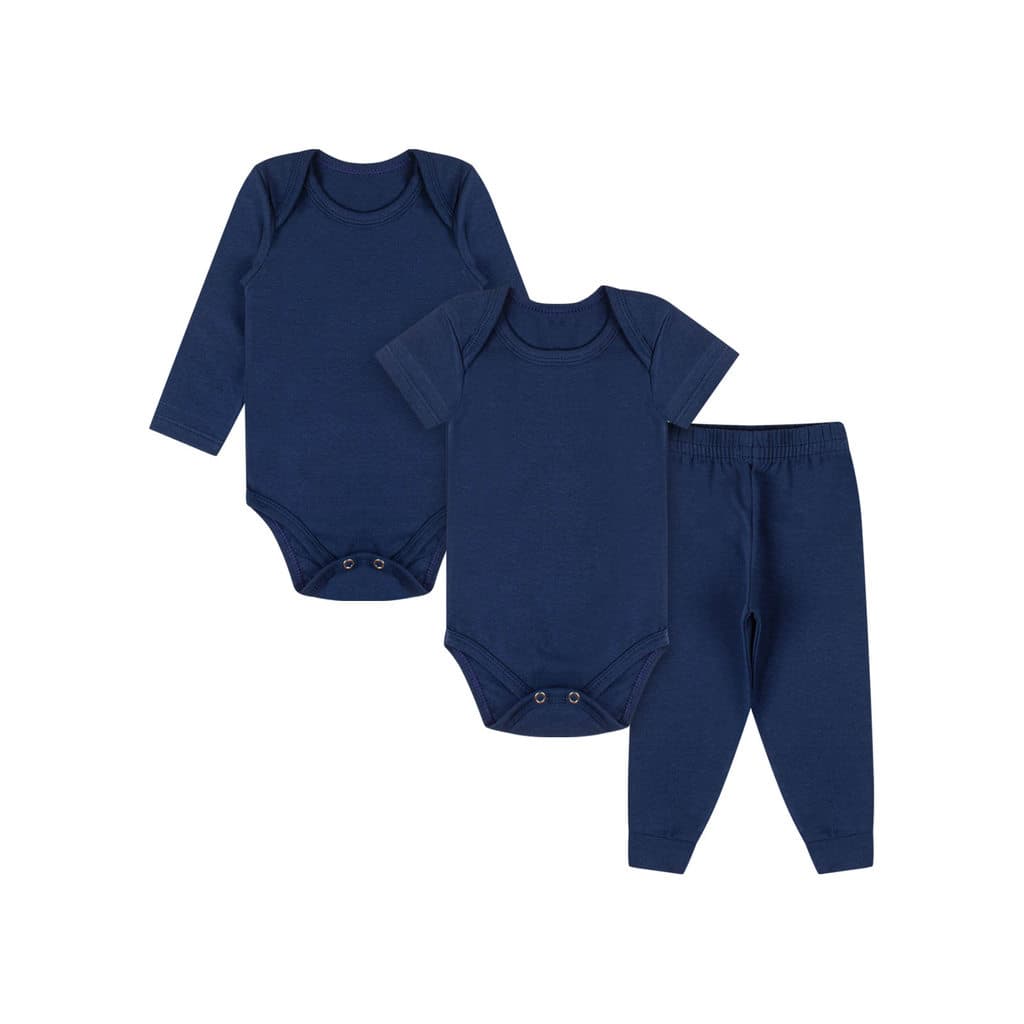 Kit- body curto + body longo + calça marinho