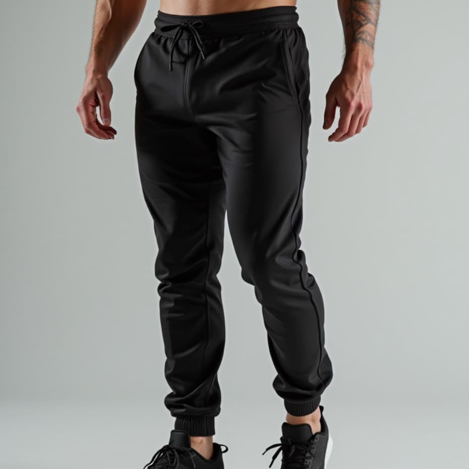 Calça masculina Tactel Elastano Jogger Esportiva leve Preta Academia treino bolso Preto