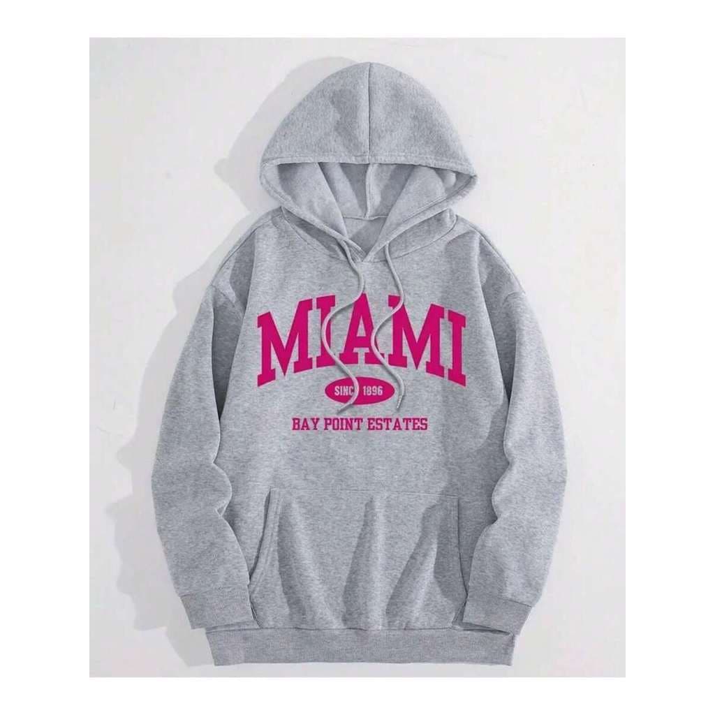Moletom Casual Feminino com Bolso de Canguru, Pullover com Cordão, Unissex Coleção Outono/Inverno - Miami Desde 1896