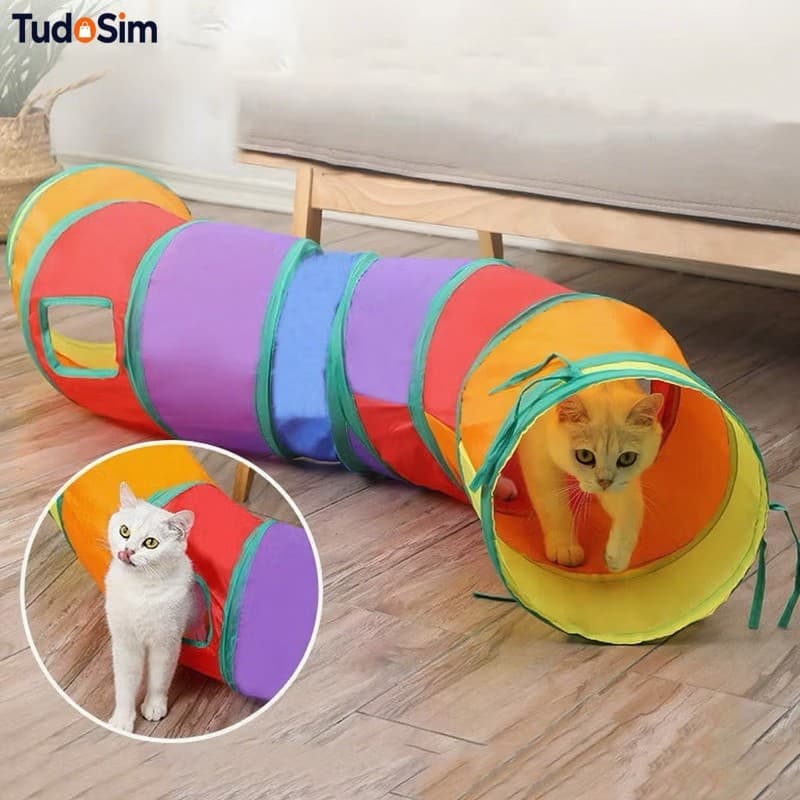 Brinquedo Para Pets Gato e Cães Interativo Túnel Labirinto Dobrável Gatos Cachorro