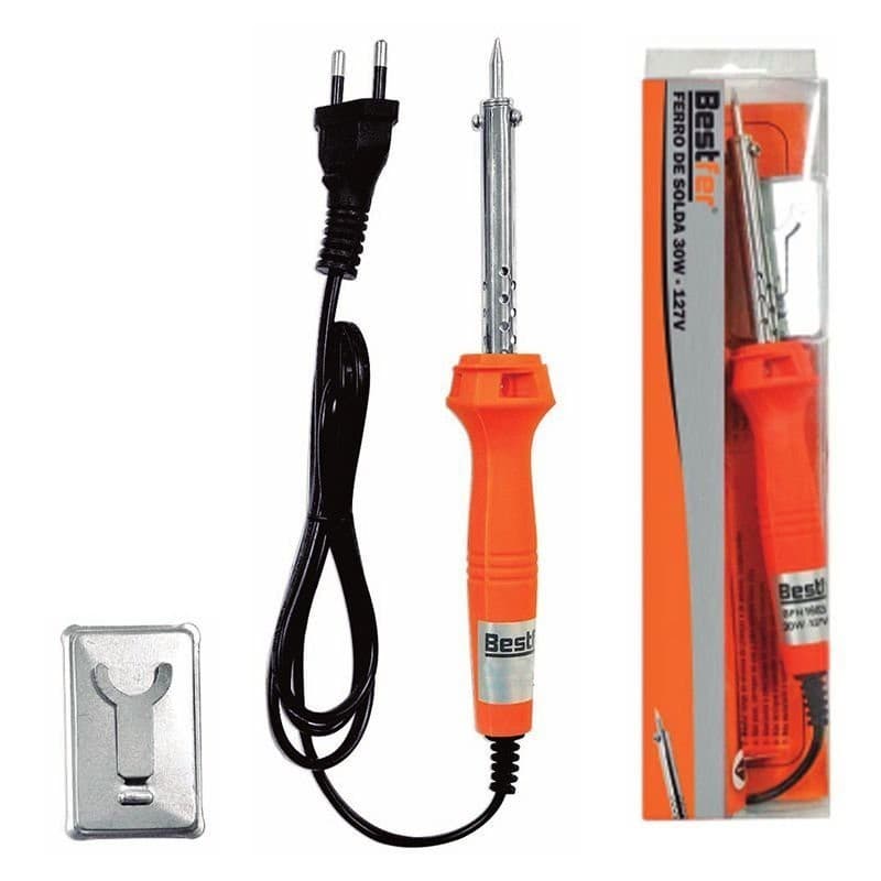 Ferro de Solda 60W 127V Profissional com suporte para reparos soldar Componentes fios elétricos conexõesPortátil