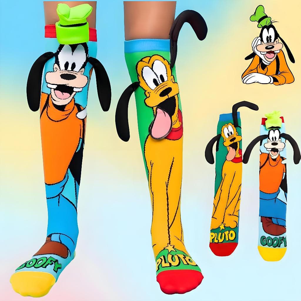 Meias Goofy Infantil Cano Alto Pateta Meias 3D Infantil Maluca Divertida Personagens