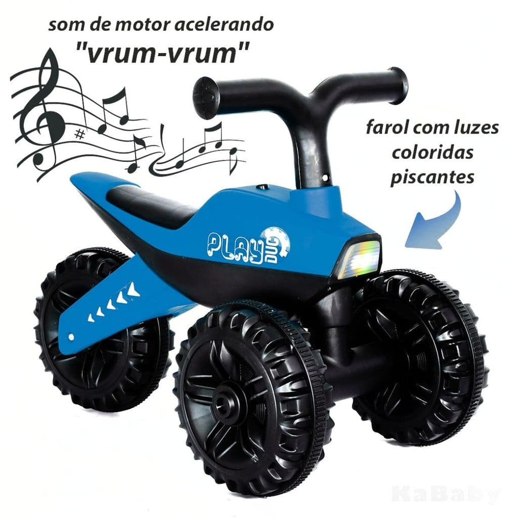 Bicicleta Equilíbrio Infantil 3 Rodas Luz e Som Rider Azul