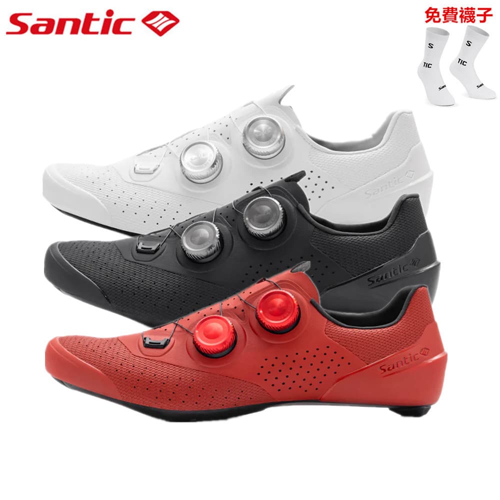 Santic santic santic velocidade sola de fibra carbono sapatos de bloqueio de equitação de estrada versão de competição m