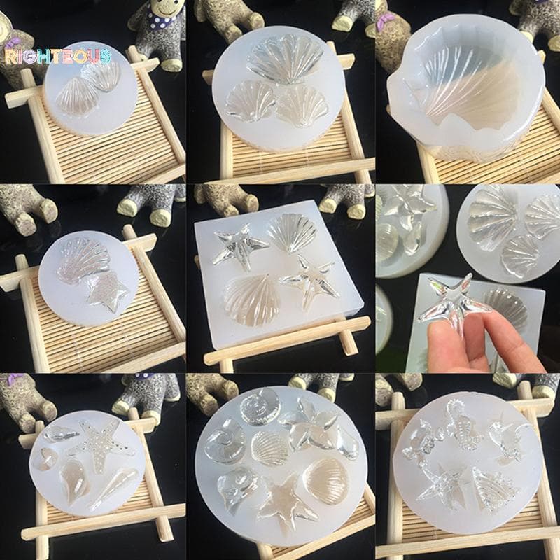 Rightrous Molde De Silicone DIY Concha Estrela Do Mar Chocolate Cozimento Fondant Ferramentas De Decoração Bolo Argila R