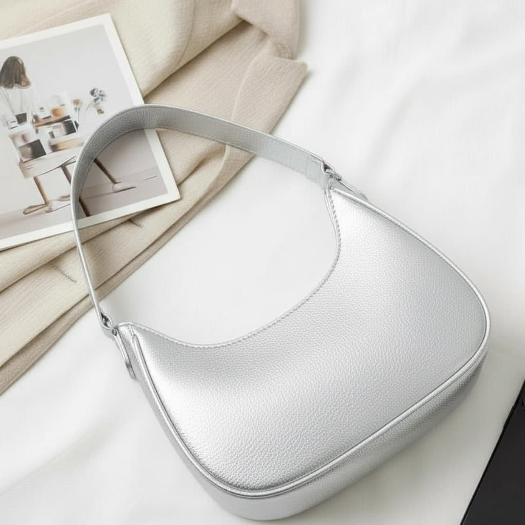 Bolsa Feminina Meia Lua Ouro Light Dourada Baguete Espaçosa Linda Média De Ombro Estilosa Casual