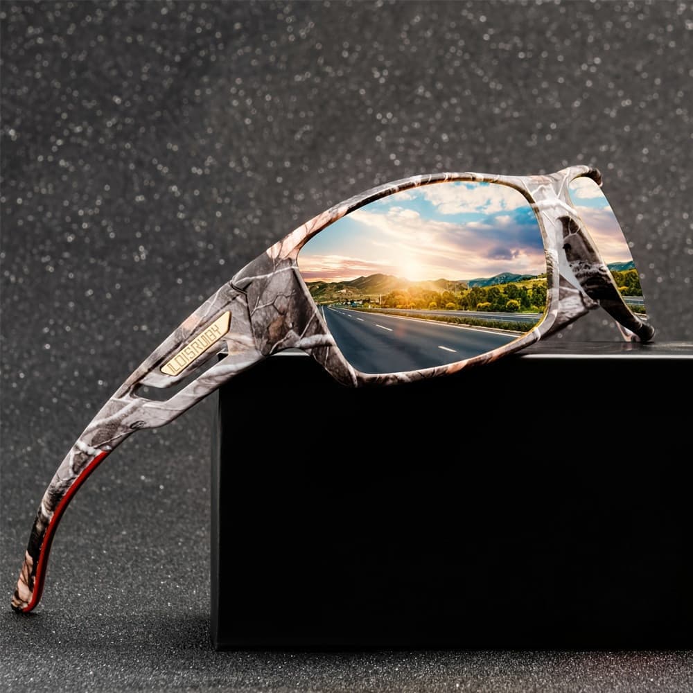 Óculos de Ciclismo Polarizados UV400 Camuflados, Óculos de Moda para Esportes ao Ar Livre, Condução, Pesca, Corrida para