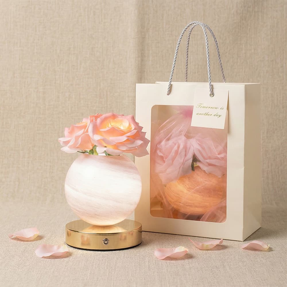 Luminária Abajur Mesa Led Touch Recarregável Flores Presente