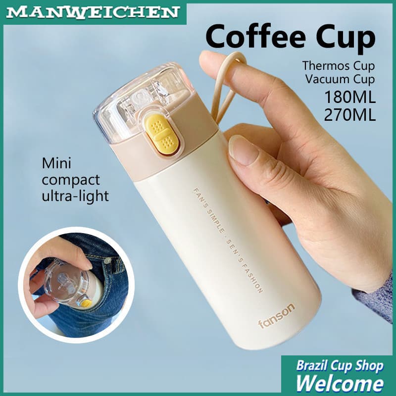 Garrafa de Água Portátil Tipo Canudo, Copo de Café Isolado em Aço Inoxidável 180ML/270ML, 4 Cores PIJZ