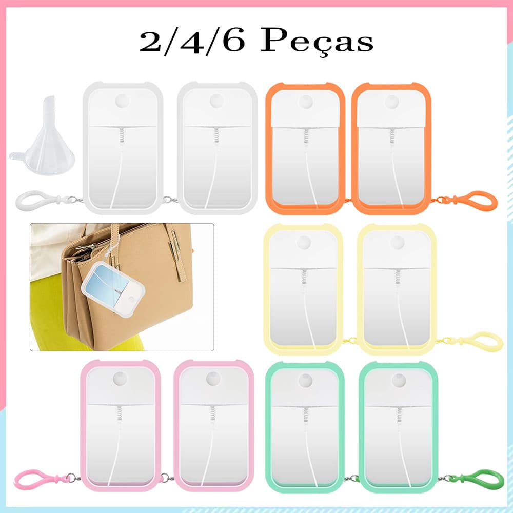 2/4/6 Peças frasco de spray portátil, frascos de spray recarregáveis, frascos de perfume de bolso com manga de silicone