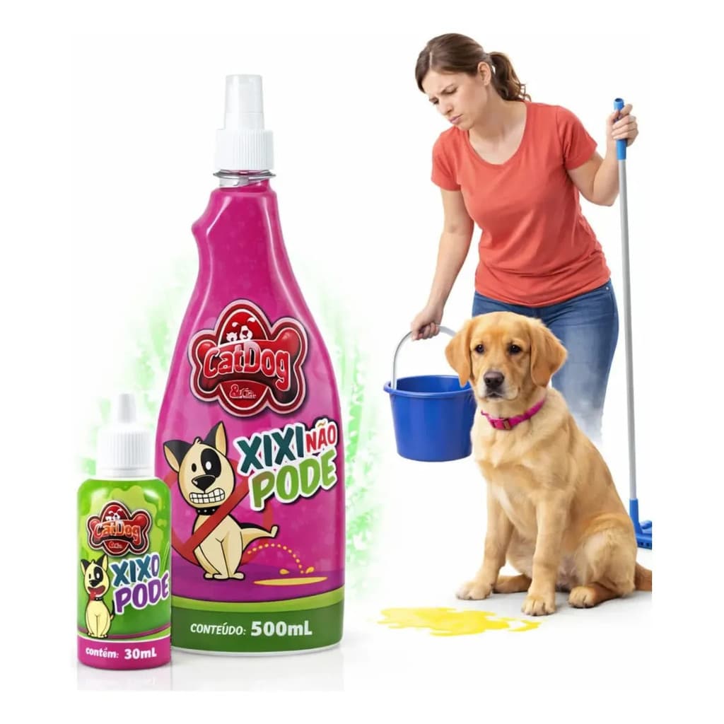 Kit Educador Sanitário Spray Xixi Pode Xixi Nao Pode 500 Ml Caes Liquido 30ml Adestrador Clean Pets Treinamento Atrativo