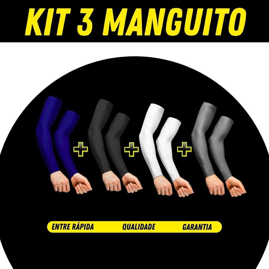 Kit 3 Manguito Termico Uv de Braço Proteção Solar Mangote Segunda Pele unissex