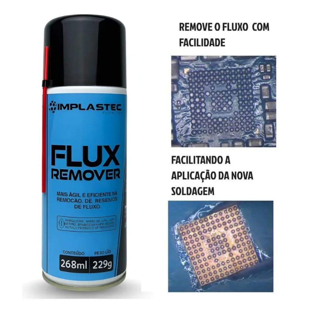 Removedor de Fluxo Tirar Solda Aerosol Implastec 229g 268ml