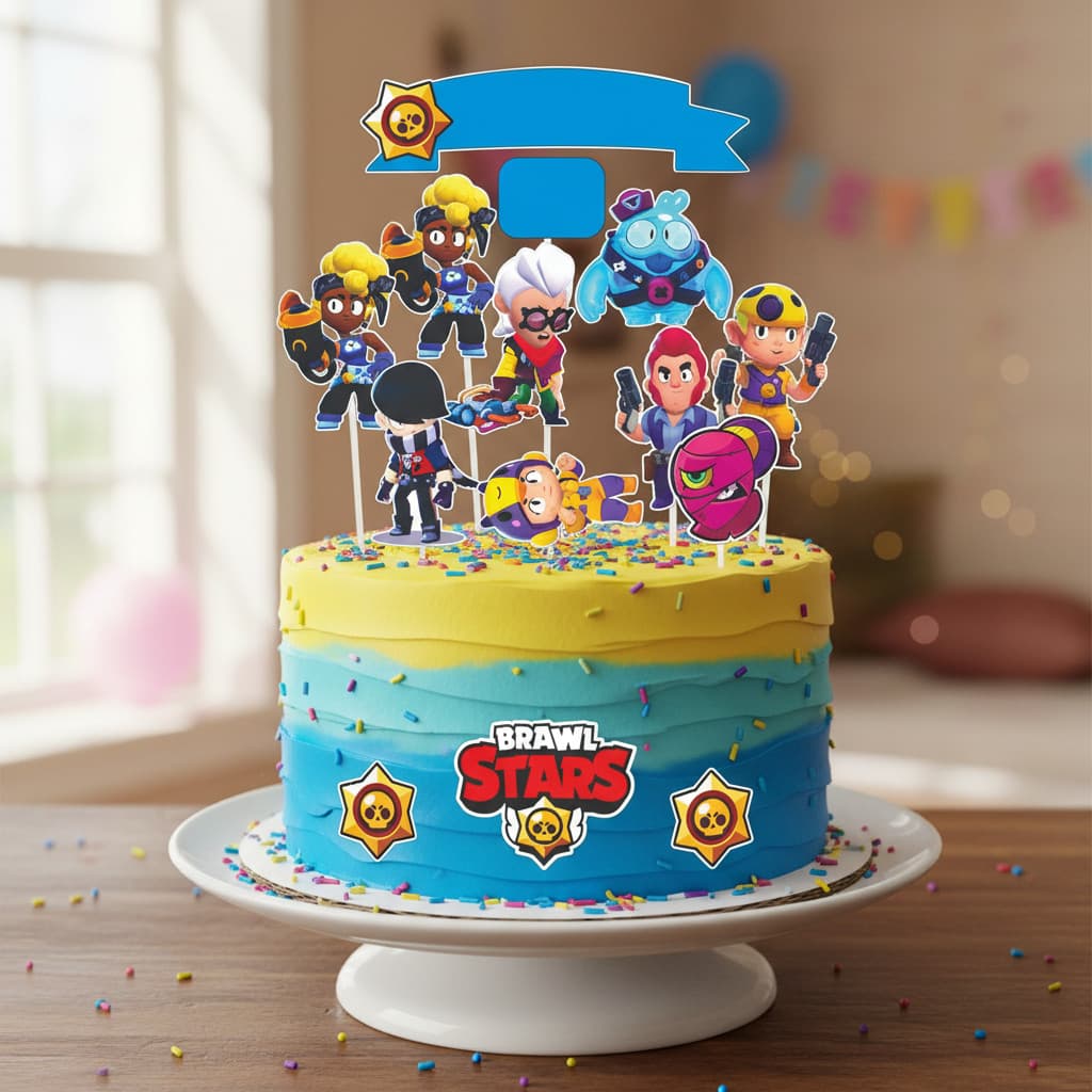 Topo Personalizado Decoração Bolo Aniversário Braw Star