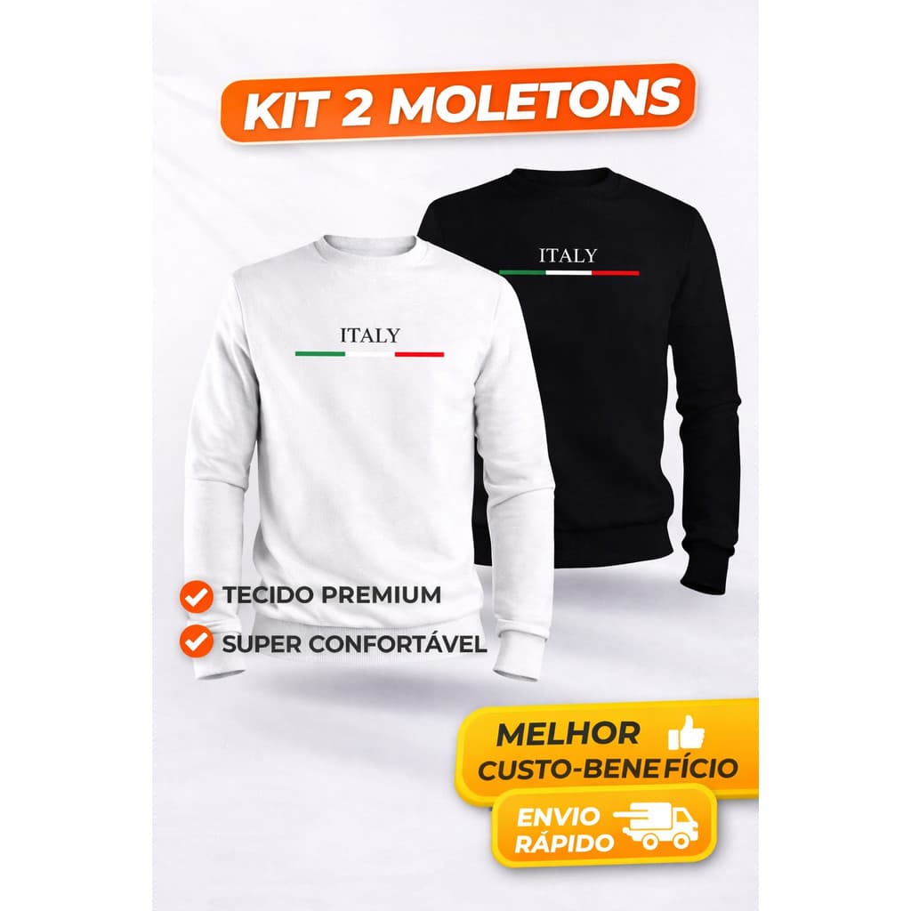 Kit 2 Moletons Gola Careca Masculino/Unissex Flanelado Conforto Premium Blusa de Frio Envio Imediato