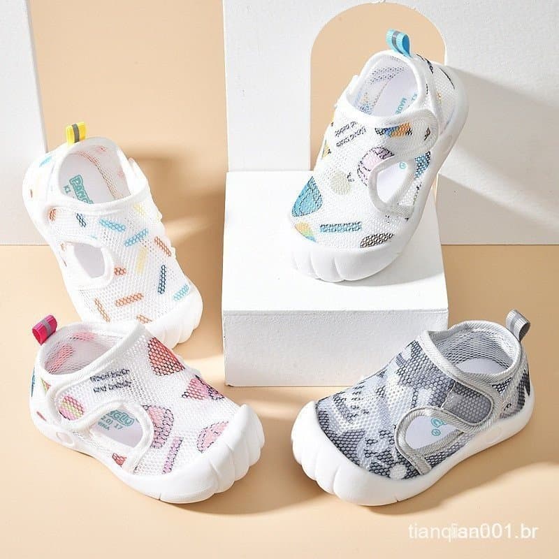 Sapatos De Malha De Ar Respirável Para Bebês Baby Kids Cartoon Boy Shoes Soft Sloe Girl Toddler First Walkers