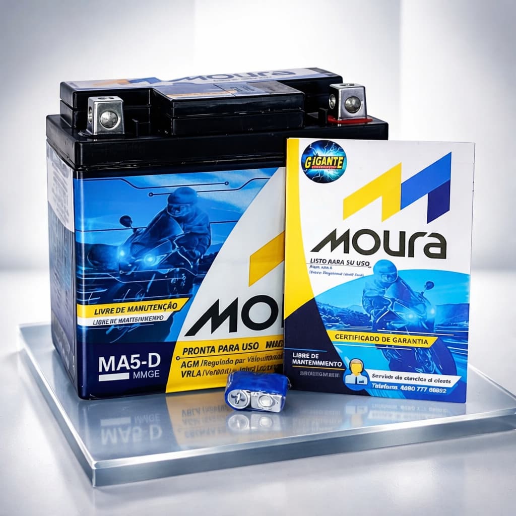 Bateria Moura Moto Honda Cg Titan Fan Biz Bros 125 150 160 12V 5ah 5 amper MA5D AGM Selada Original MA5-D