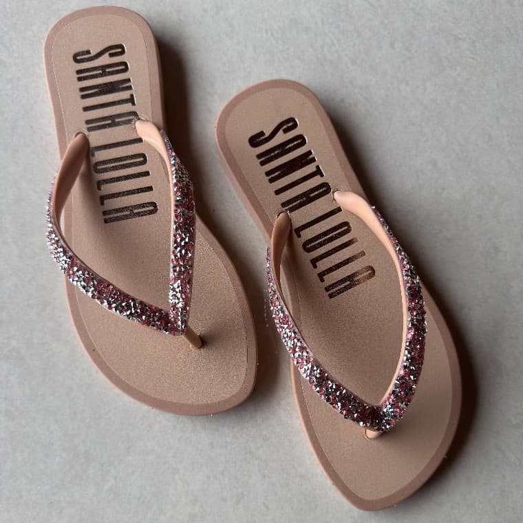 Chinelo Sandalia Santa Lolla Feminino Brilho Strass Pedraria Moda