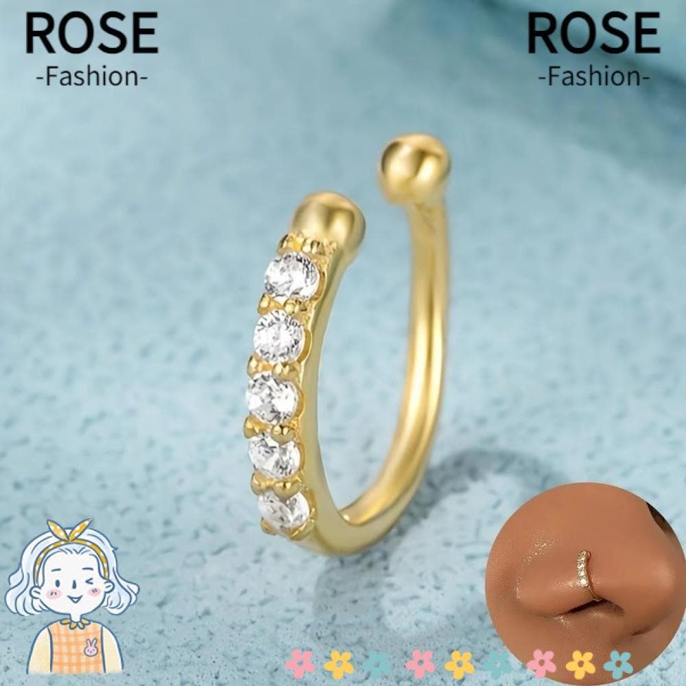 Anéis De Nariz Falsos ROSEGOODS , Joias Hipoalergênicas Ajustáveis Para Piercing , Prateados E Dourados