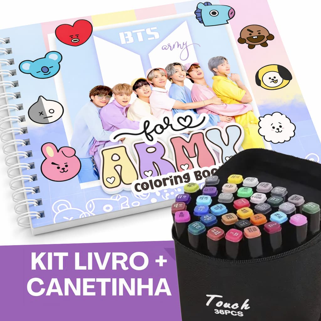 BTS Magic Coloring Book – Capa Dura Holográfica, 50 Folhas