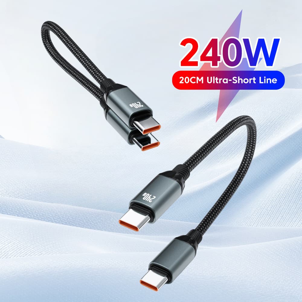 Cabo De Dados Ultracurto De 240 W Para Samsung E Huawei Curto Cc Magnético Multifuncional Universal De 20 Cm