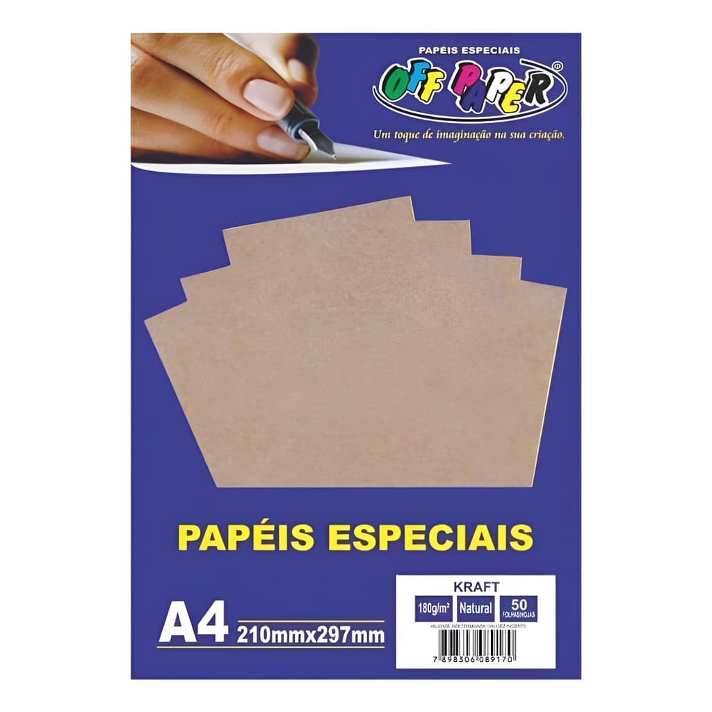 Papel Kraft A4 Natural 180g Off Paper 50 Folhas