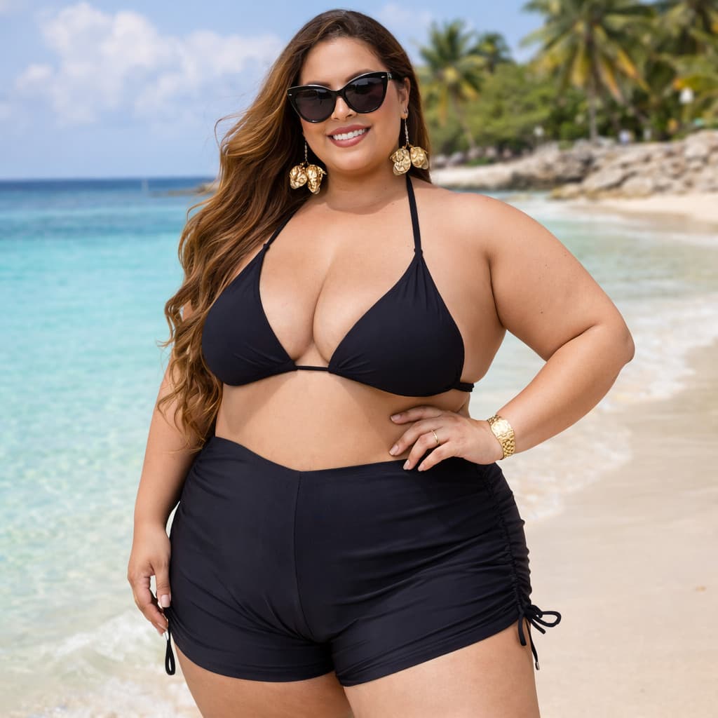 Short De Praia sunkini de praia Plus Size feminino Ajuste Lateral shortinho de biquini evangelico