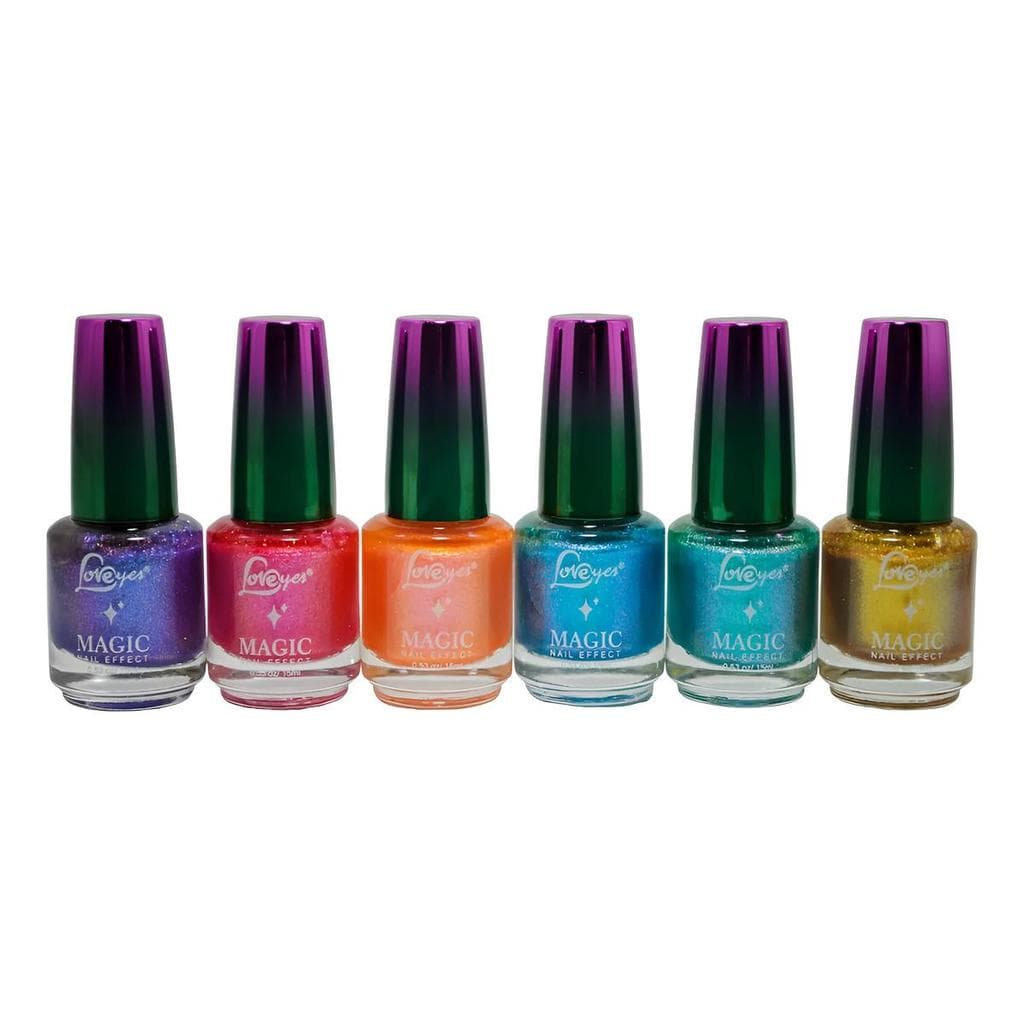 Kit 6 Esmalte Love Yes Efeito Unha Mágica Brilho Cintilante