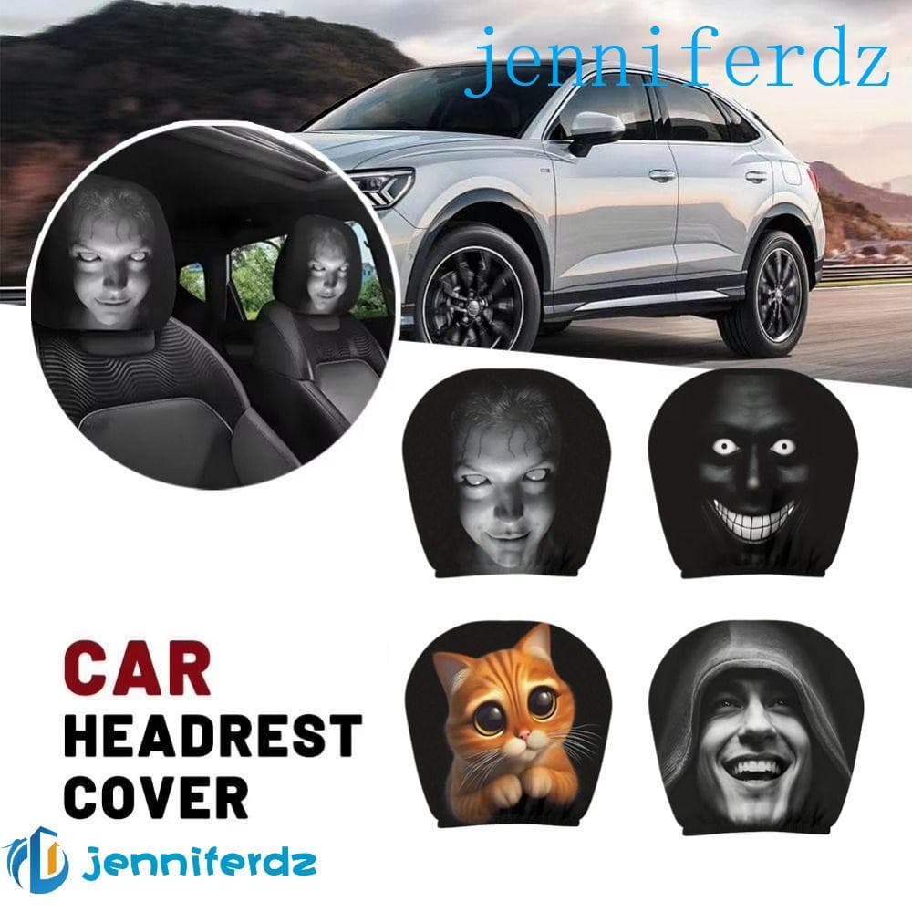 AJENNIFER 2 Peças Capas De Encosto De Cabeça De Carro , Decorações Legais Fronha De Desenho Animado , Capa Lavável Para