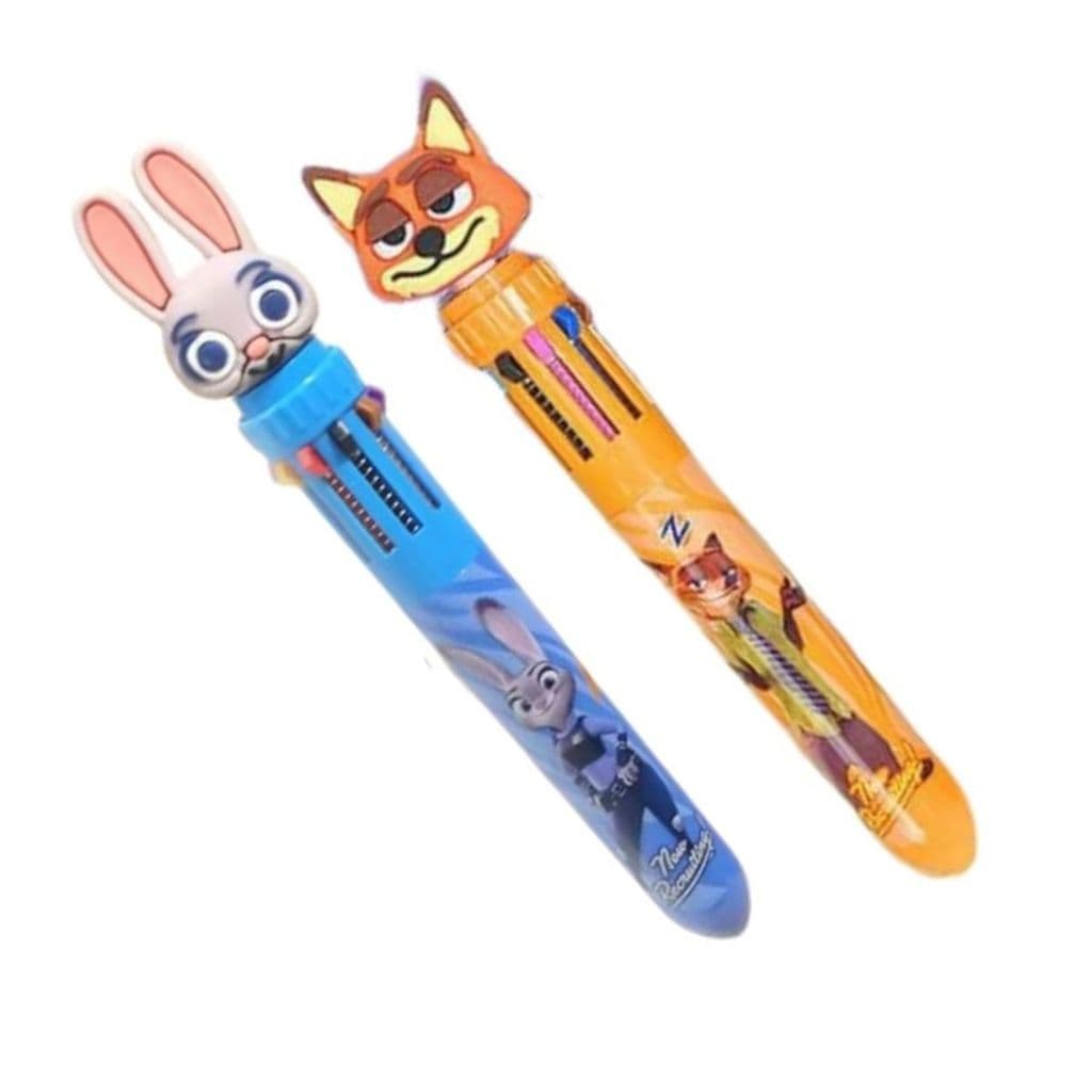 Caneta 10 Cores Multicolorida Zootopia De 0,7mm Divertida
