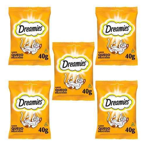 Petisco Dreamies Queijo 40g 5 Unid Gatos Adultos Nuggets