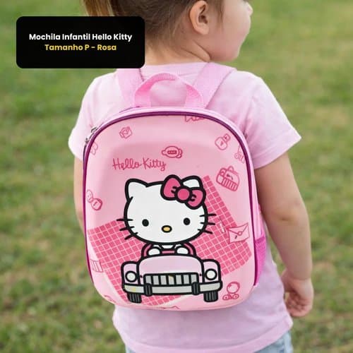 Mochila Infantil Pequena Hello Kitty Resistente Confortavel Rosa Escolar