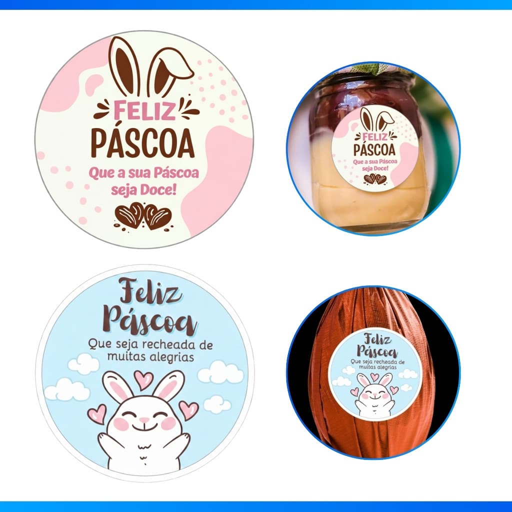 Etiquetas Adesivas Comemorativas Redondos 4cm - Feliz Páscoa! - OFERTA