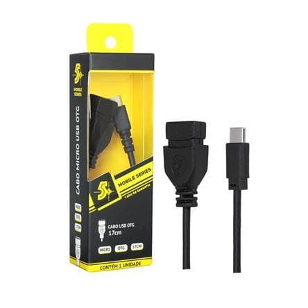 Cabo OTG Tipo C p/ USB A Fêmea 17CM Preto Chip SCE