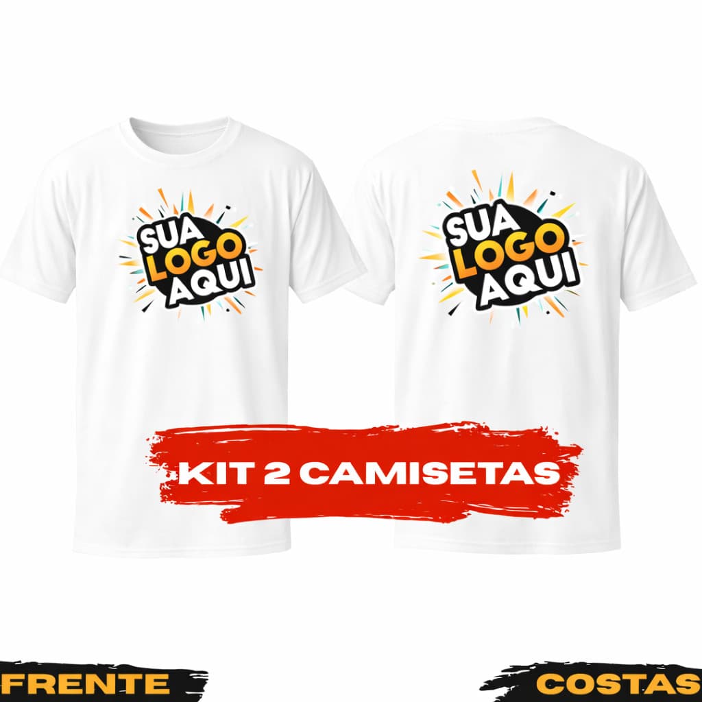 Kit 2 Camisas Conjunto Personalizadas Sua Logo Foto Imagem Aqui 100% Algodão