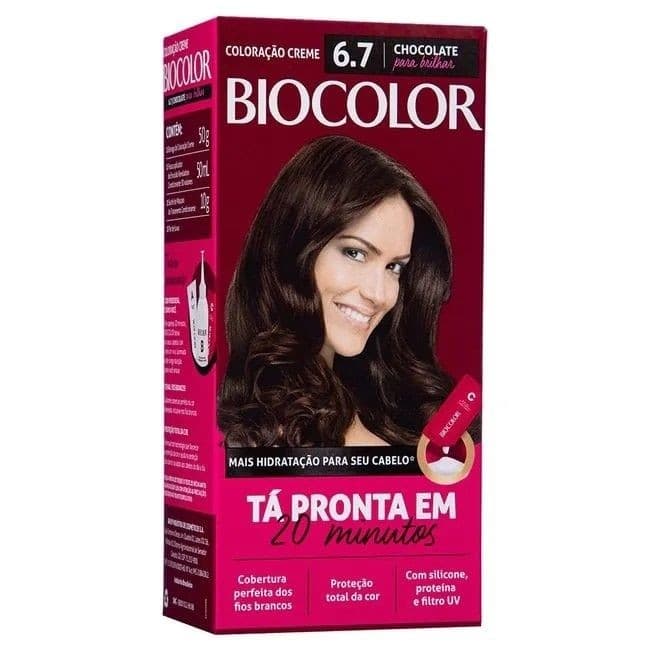 KIT TINTURA BIOCOLOR COLORAÇÃO CREME 6.7 CHOCOLATE PARA BRIL