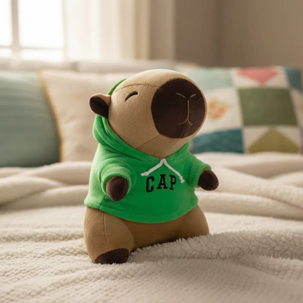 Pelúcia Capivara Com Moletom Verde Cap 20cm