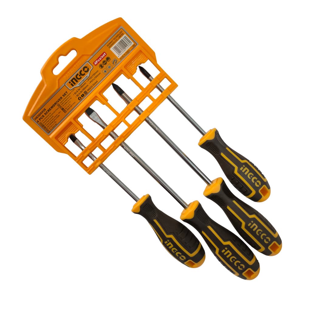 Jogo Chave Fenda Philips 4pcs Profissional INGCO HKSD0428 CrV Cabo Emborrachado Alta Resistência