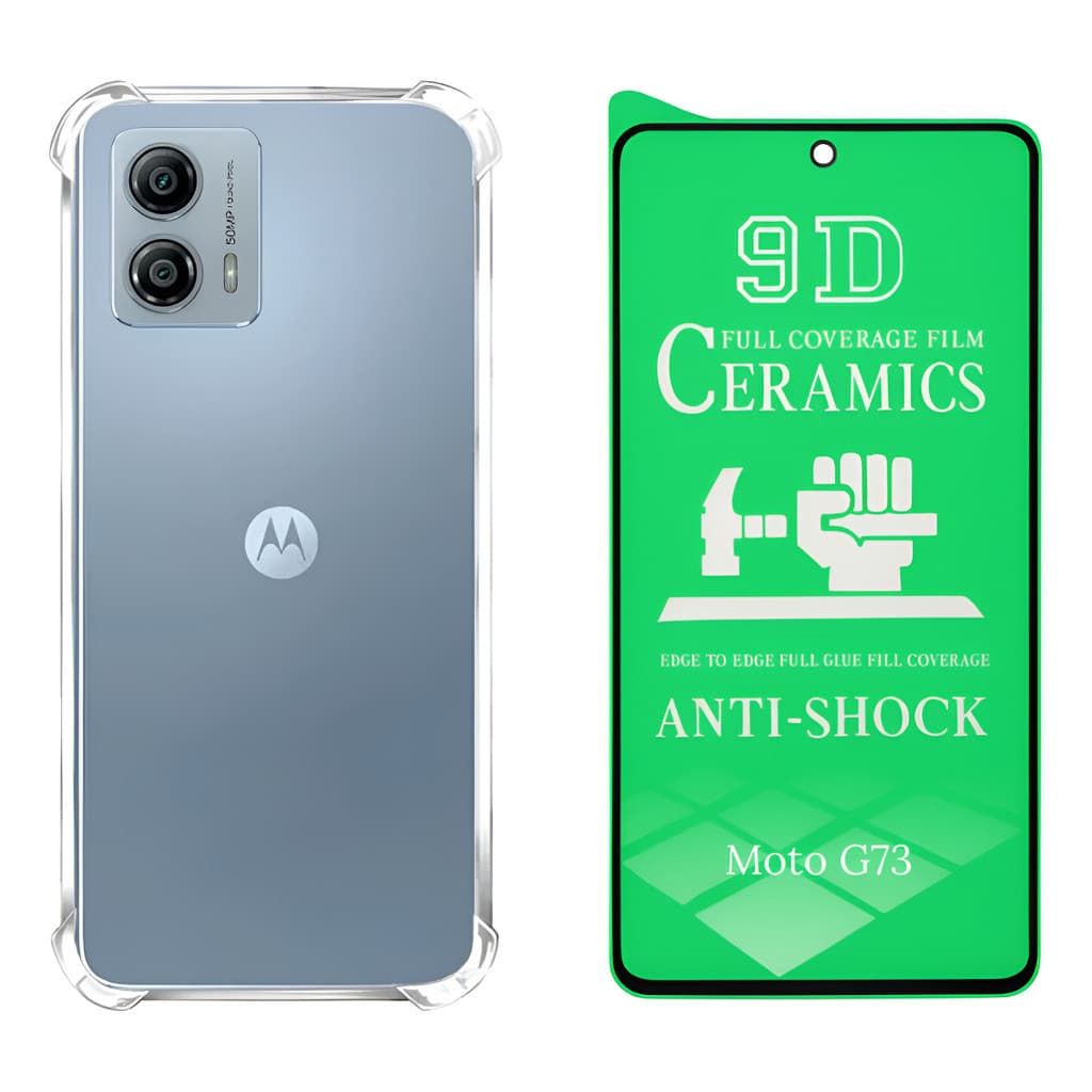 Capa TPU Capinha + Película de Cerâmica 9D P/ Moto G73