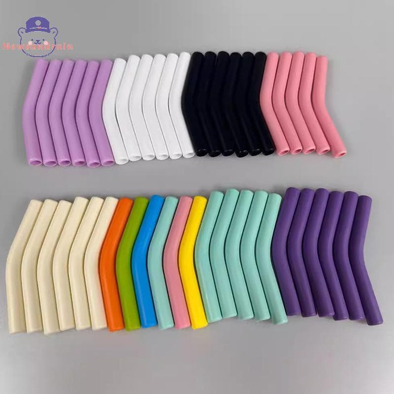 newsandrain 6 Pçs/Set Capas De Palha De Silicone Macio Canudos Dicas Apto Para Bicos Aço Inoxidável Reutilizáveis De 9mm
