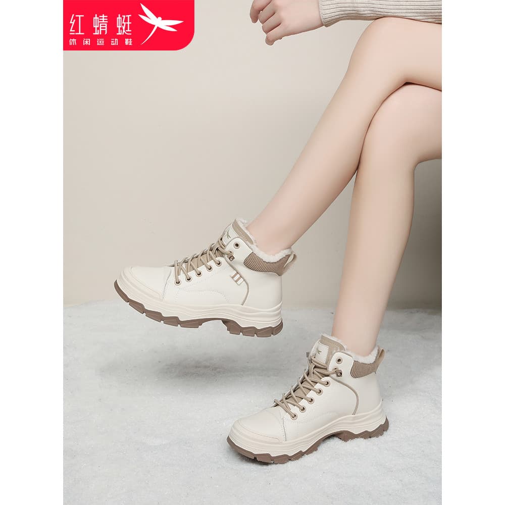 Red Dragonfly sapatos femininos inverno sola grossa velo quente botas curtas de alta qualidade Workwear Martin Boot