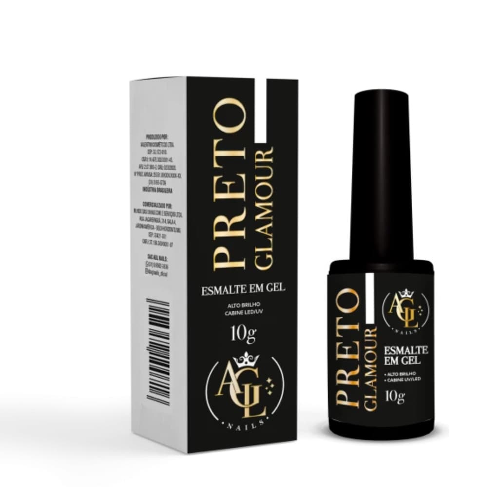 AGL Esmalte Em Gel Preto Glamuor 10g