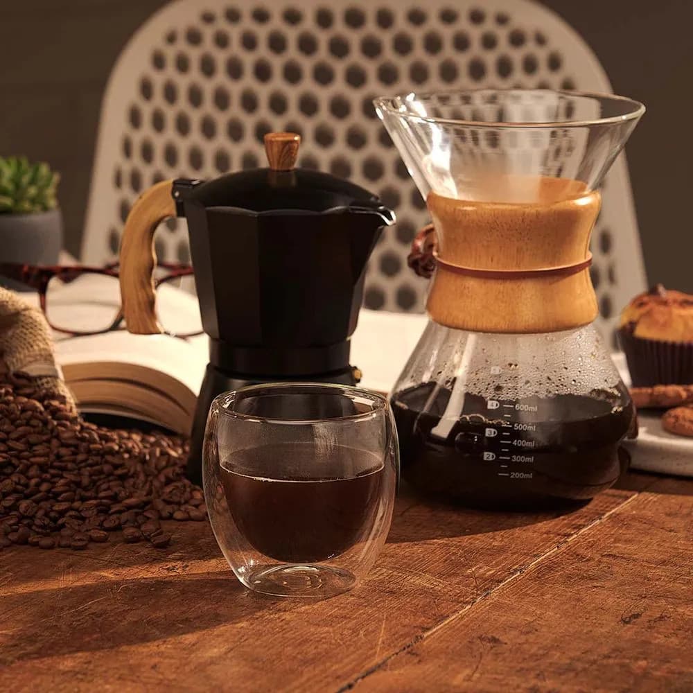 Passador De Café Em Vidro Com Colar De Madeira 400Ml Oxford - Oxford Original