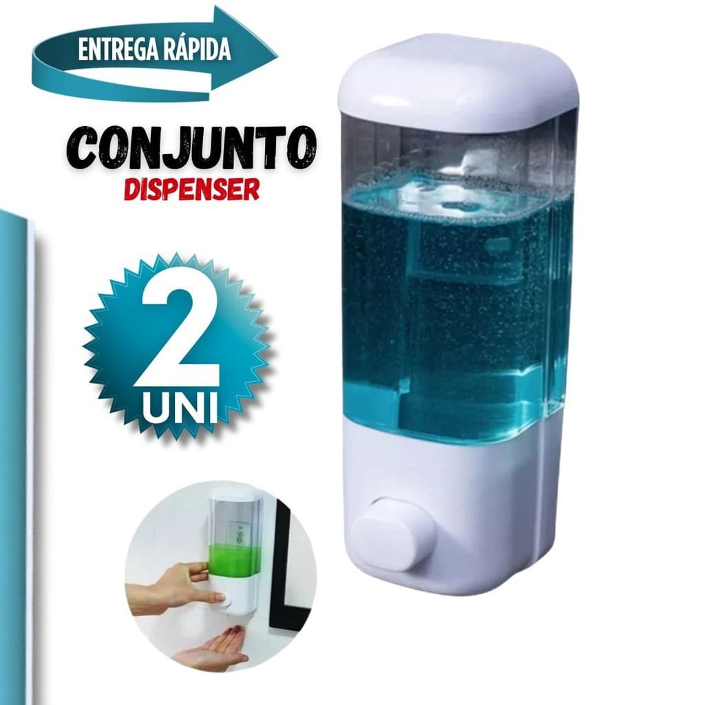 Kit 1/2 Dispenser Automático Sabão Detergente Reservatório Produtos Limpeza Banheiro Cozinha Álcool Gel