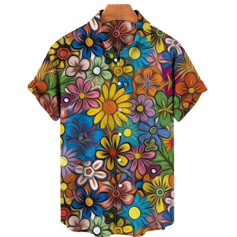 Camisa Oversized com Estampa Floral Havaiana para Férias na Praia, Camisa Casual de Verão para Homens, Respirável, Desig