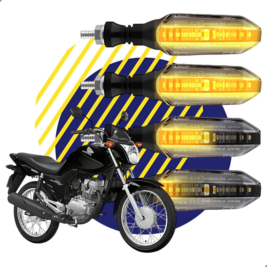 Kit 4 Setas Sequenciais P26s Cg 150 Titan Esd 2007 2008 2009 Par Laranja