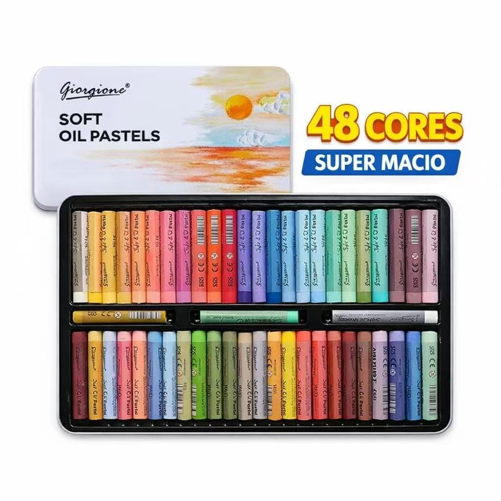 Pastel a Óleo 24/36/48 Cores Super Macio Profissional Estojo Metálico Giz de Cera Artístico Escolar Desenho Pintura