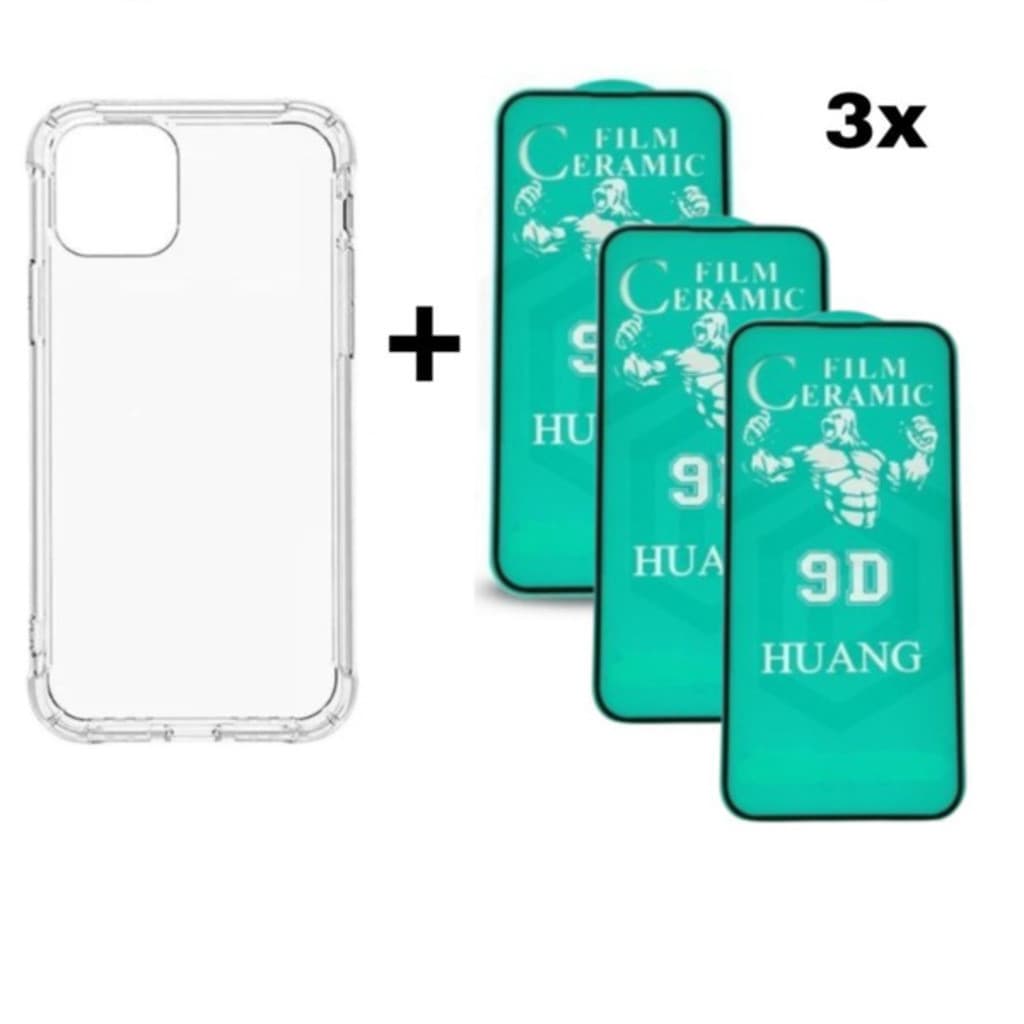 Kit 4em1 Capa Space + 3 Películas Cerâmica Compatível iPhone X XS XS Max 11 12 13 14 15 16 pam