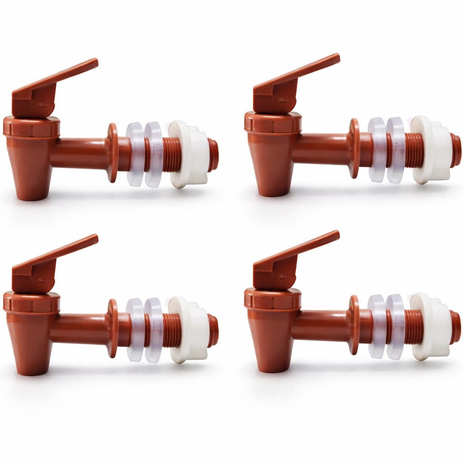 Kit 4 Torneiras Marrom Longa Toque Para Filtro De Barro Bebedouro De Agua Por Gravidade